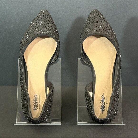 MOSSIMO WOMENS BLACK RHINESTONE STUDDED d'ORSAY SPARKLING BALLET POINTED FLATS - Picture 2 of 8